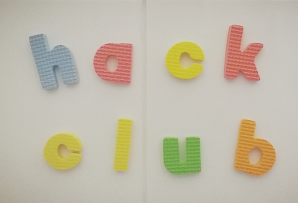 Hack Club spelt out with sticky letters