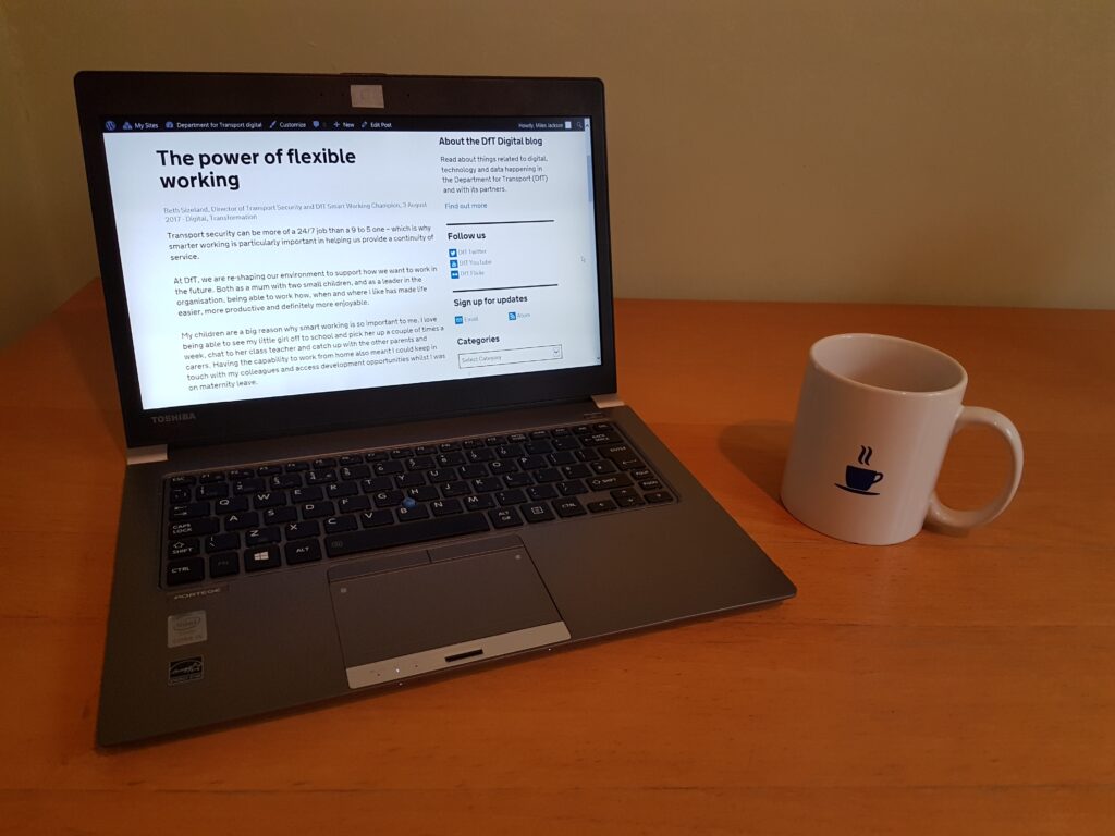 laptop on kitchen table