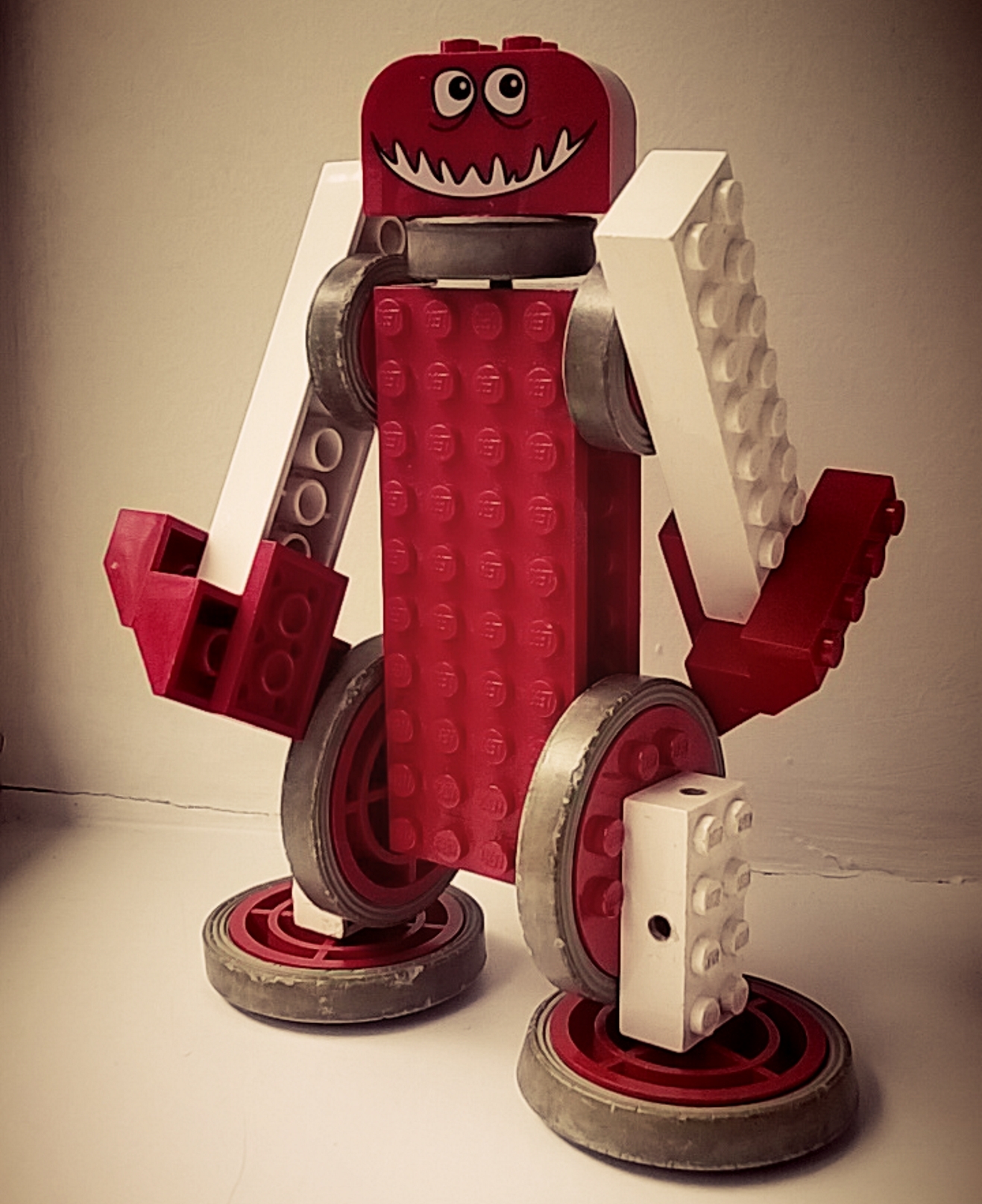 toy robot made from plastic bricks