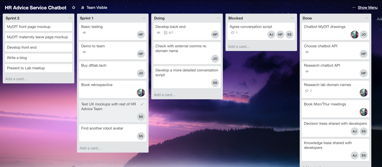 online kanban board showing team tasks